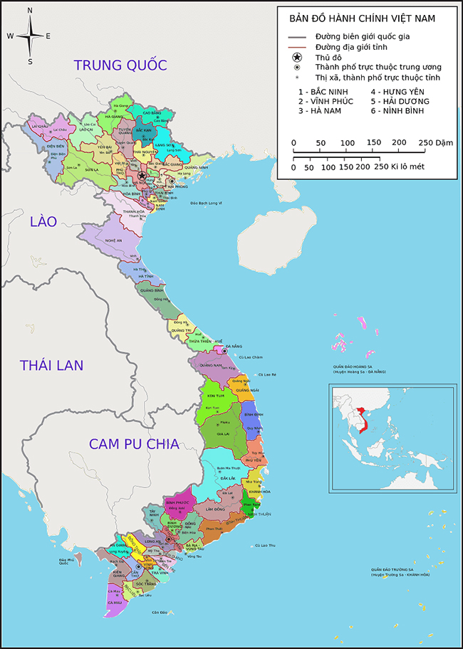 Múi giờ Philippines so với giờ Việt Nam - Bản đồ hành chính Việt Nam