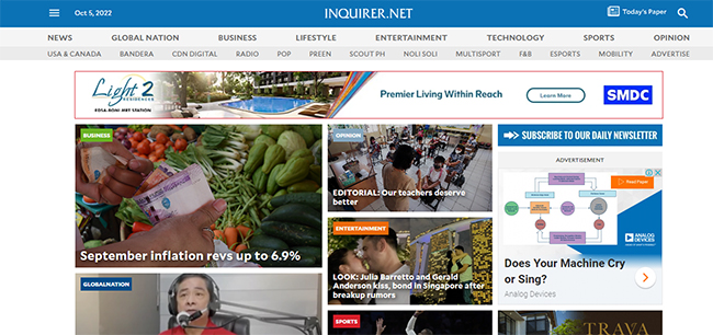 Philippine Daily Inquirer là trang báo Philippines nên đọc