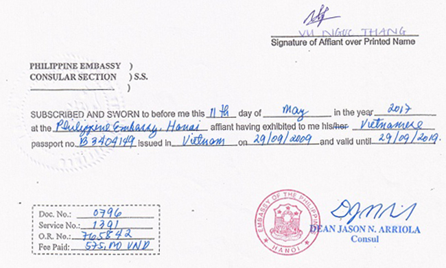 Mẫu giấy ủy quyền giám hộ trẻ em được Đại sứ quán xác nhận đóng dấu