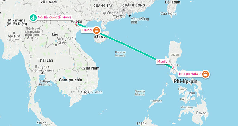 Thời gian bay từ Việt Nam đến Philippines có sự chênh lệch tùy theo từng chặng bay